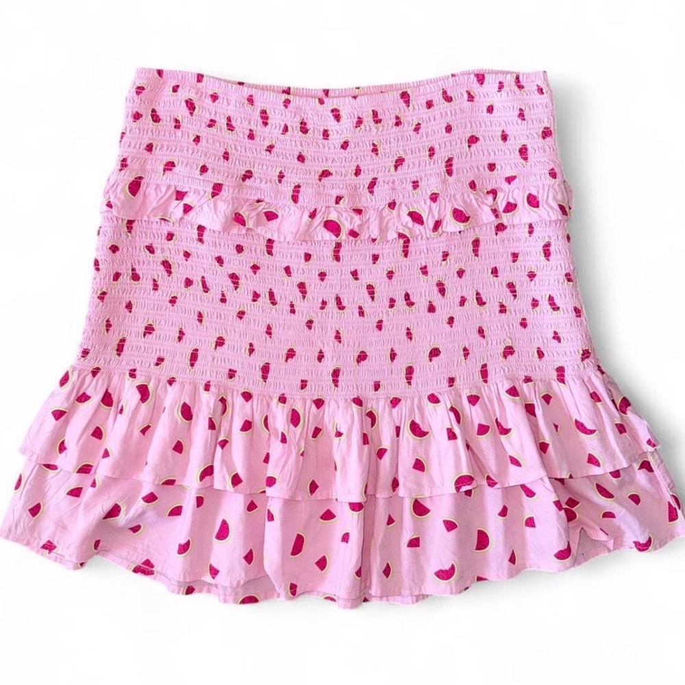 Crown Ivy Pink Ruffle Smocked Mini Skirt